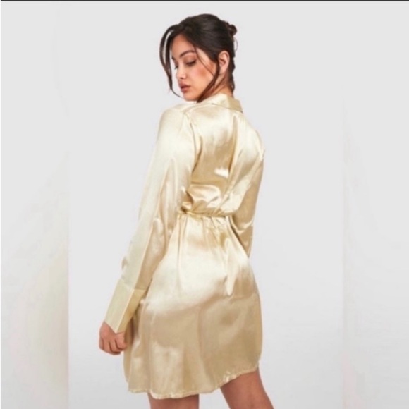 PLUS WRAP SILK DRESS & RHINESTONE EARRINGS SET - Picture 3 of 8